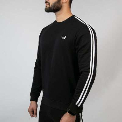 Black Sweatshirt With White Contrast Tape