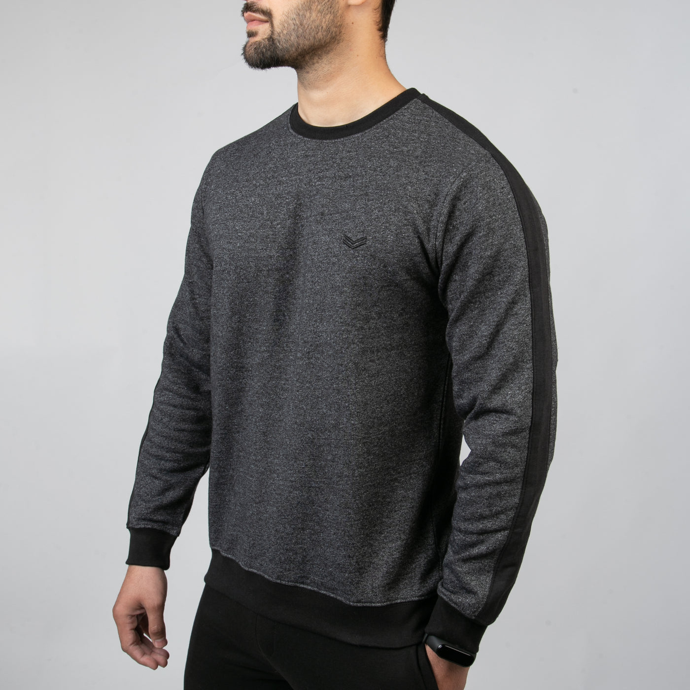 Charcoal Grunge Sweatshirt With Black Panels