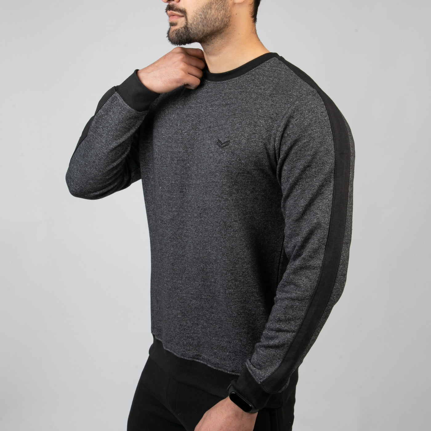 Charcoal Grunge Sweatshirt With Black Panels