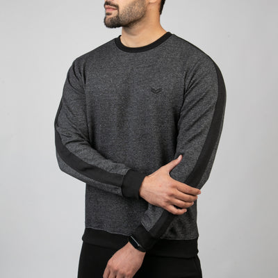 Charcoal Grunge Sweatshirt With Black Panels