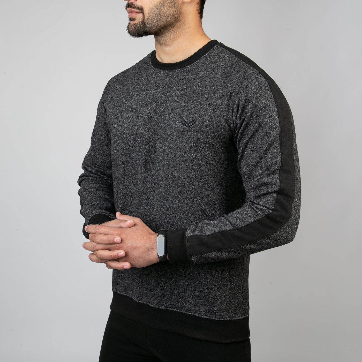 Charcoal Grunge Sweatshirt With Black Panels