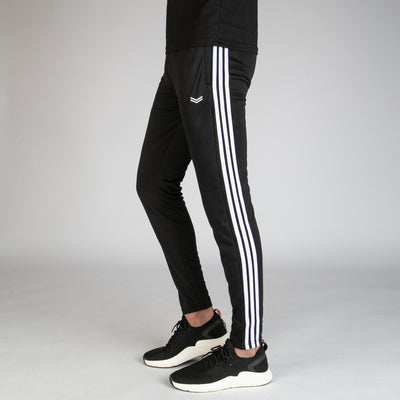 Black Quick Dry Bottoms With Three White Stripes