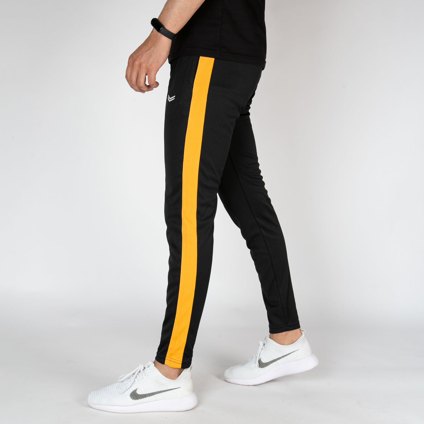 Black Quick Dry Hybrid Bottoms with Mustard Mesh Panels