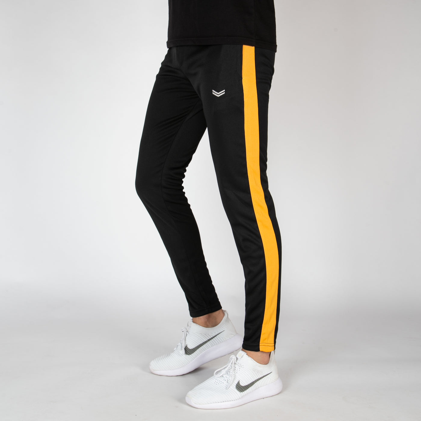 Black Quick Dry Hybrid Bottoms with Mustard Mesh Panels