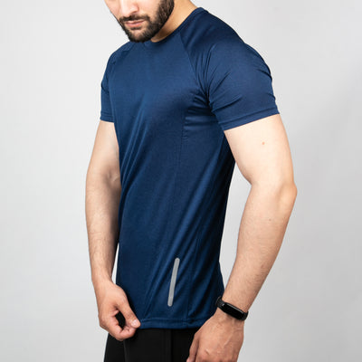 Navy Melange Quick Dry Tee with Reflective Detailing