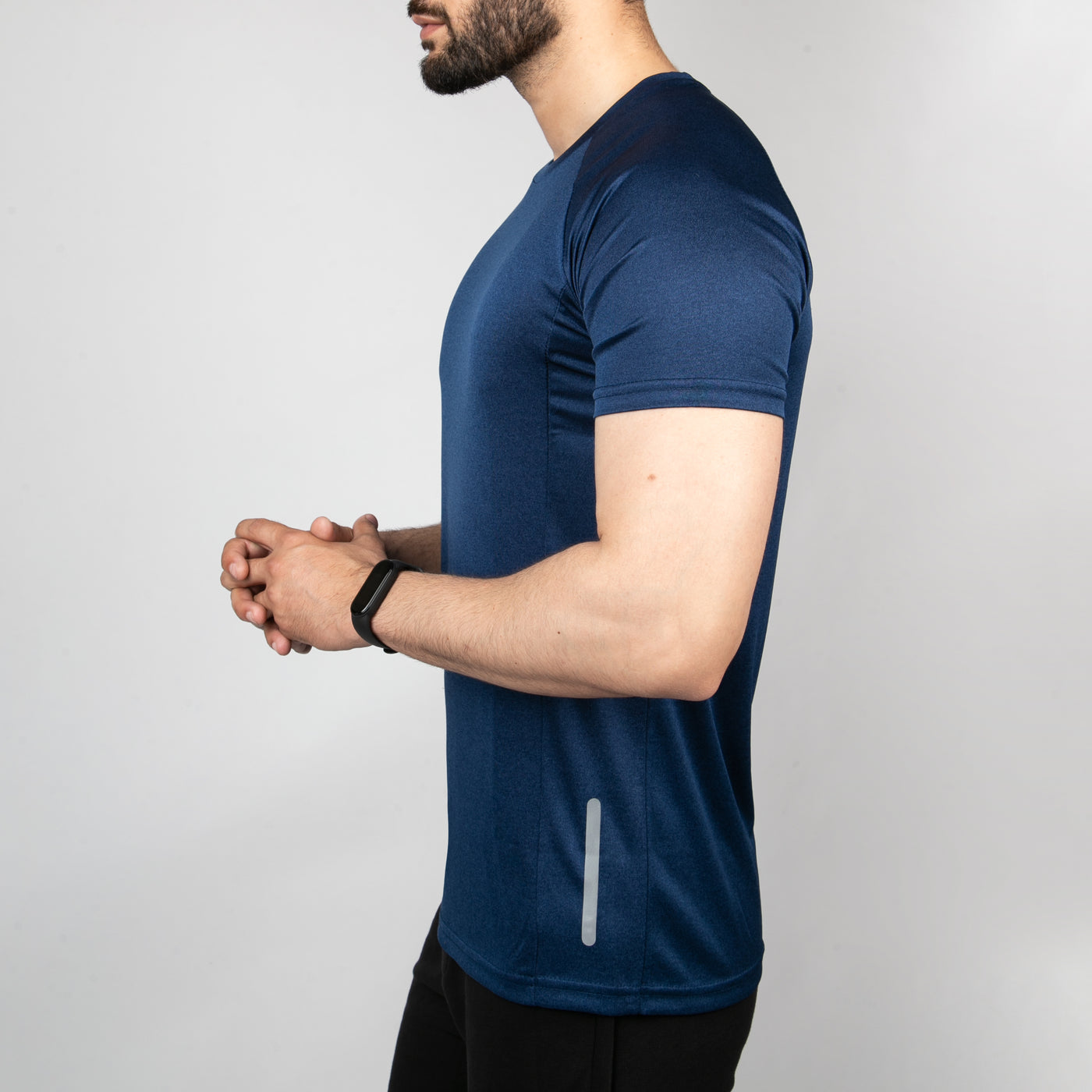 Navy Melange Quick Dry Tee with Reflective Detailing