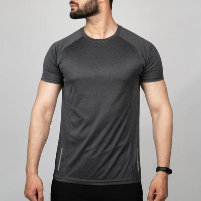 Charcoal Melange Quick Dry Tee with Reflective Detailing