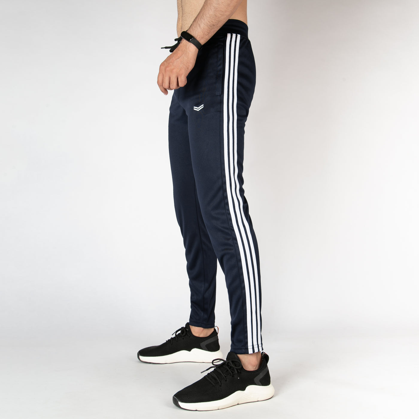 Navy Quick Dry Bottoms With Three White Stripes