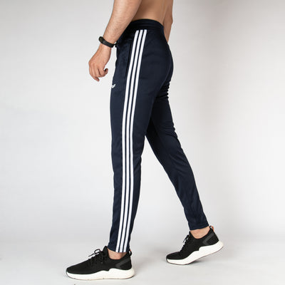 Navy Quick Dry Bottoms With Three White Stripes