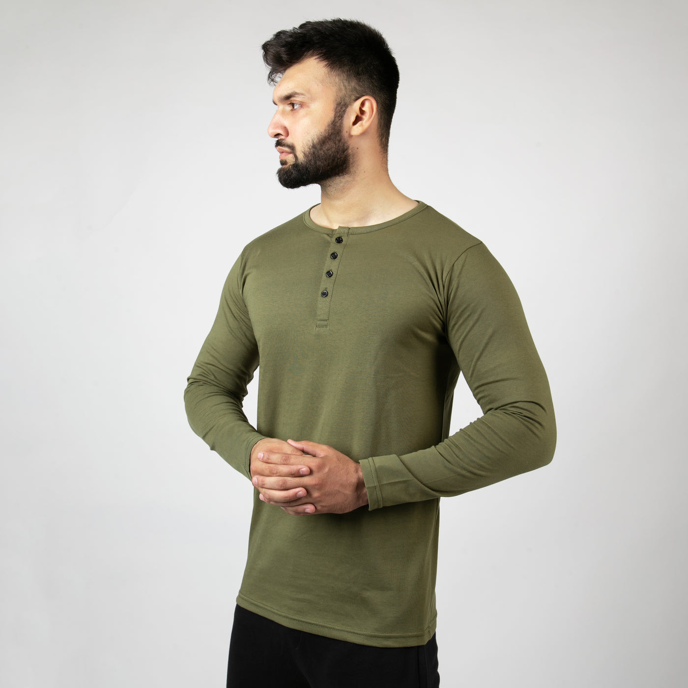 Plain Olive Henley