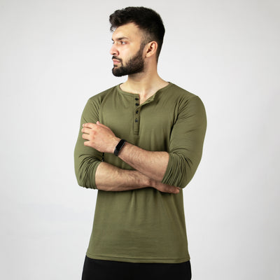 Plain Olive Henley