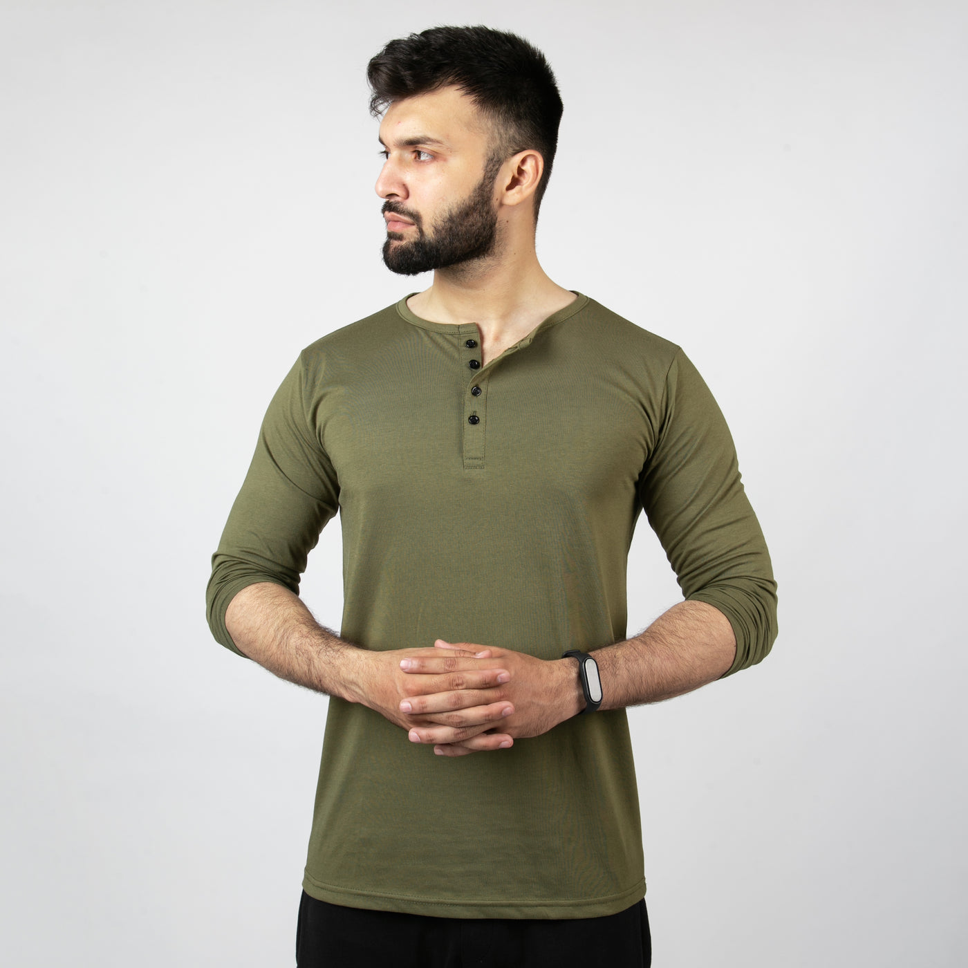 Plain Olive Henley