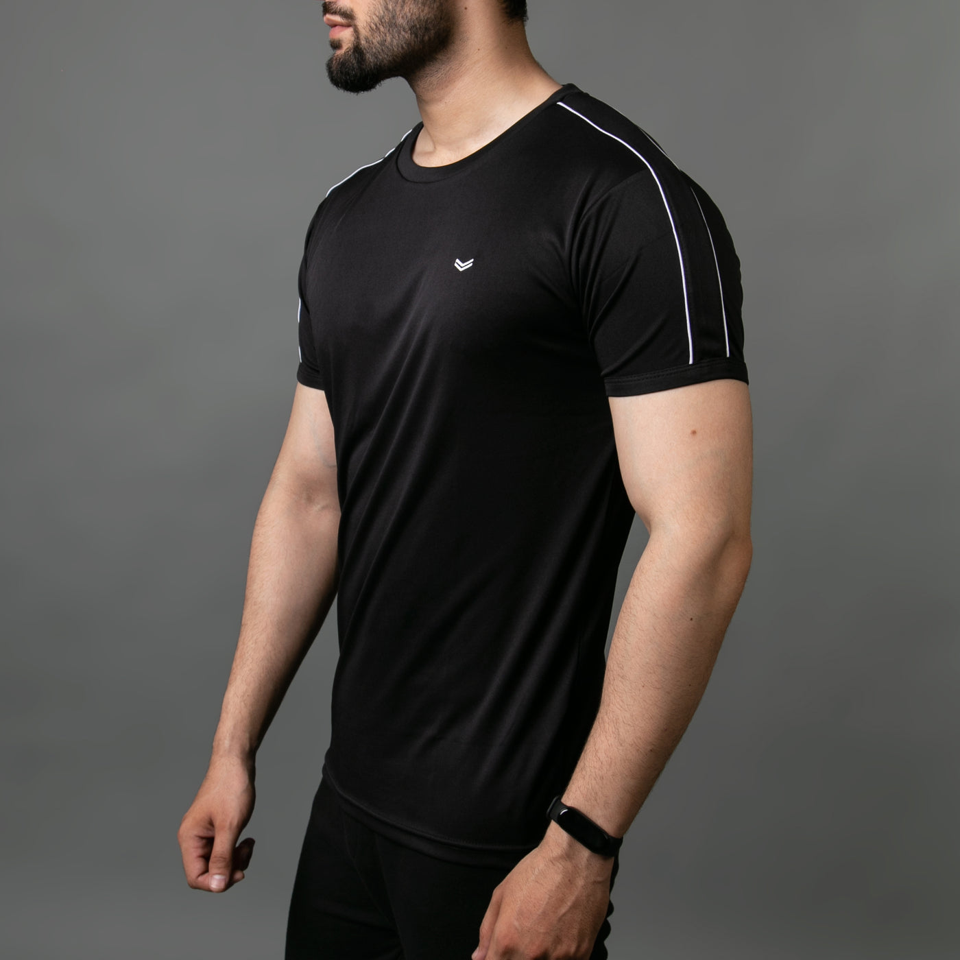 Premium Black Quick Dry Tee with Dual Piping