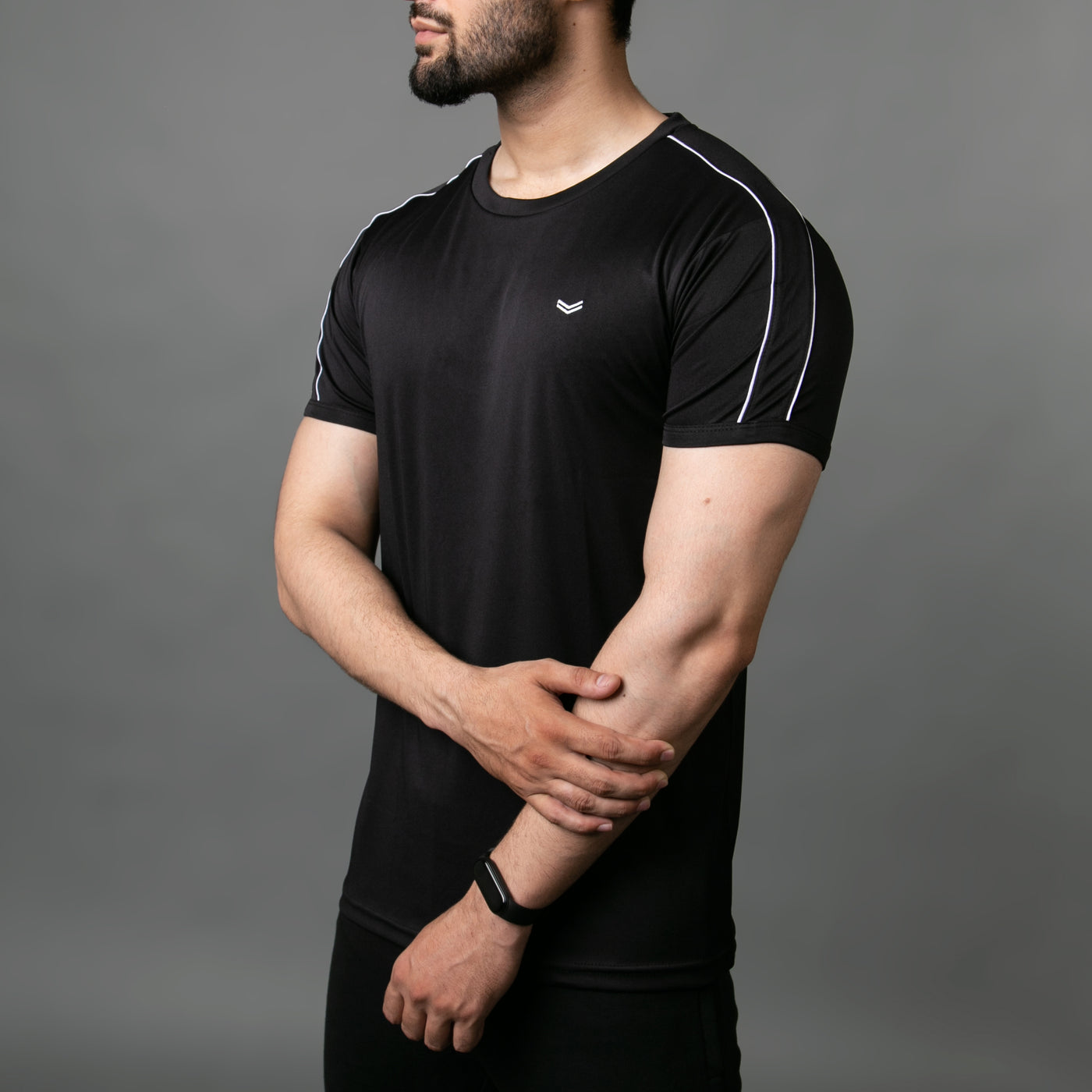 Premium Black Quick Dry Tee with Dual Piping