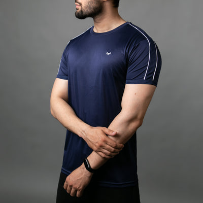 Premium Navy Quick Dry Tee with Dual Piping