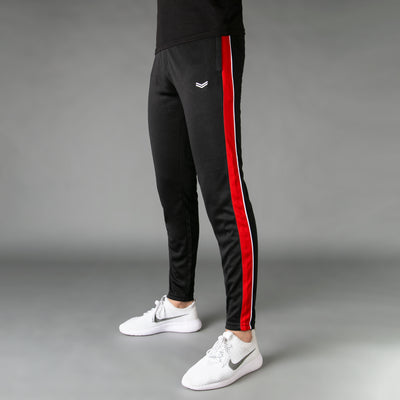 Black Hybrid Bottoms with Mesh Red Panel & White Piping