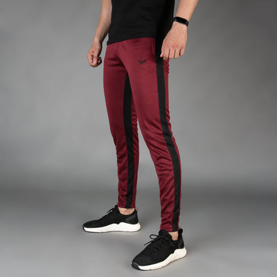 Maroon Quick Dry Bottoms with Dual Black Mesh Panels