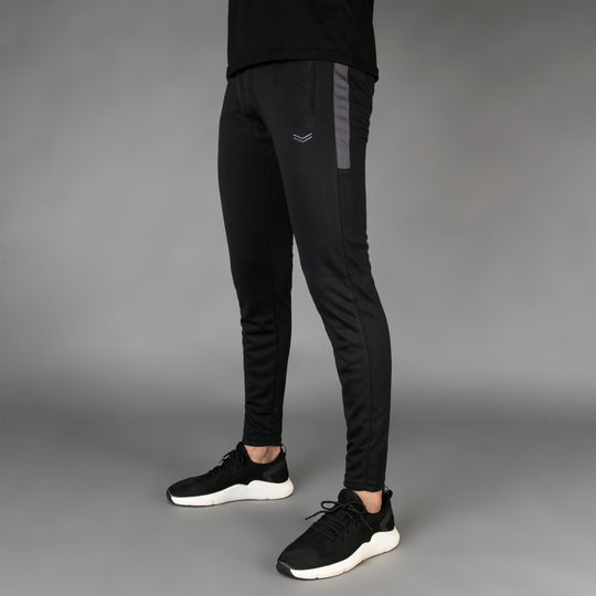 Black with Gray Panel Breathable Mesh Quick Dry Bottoms