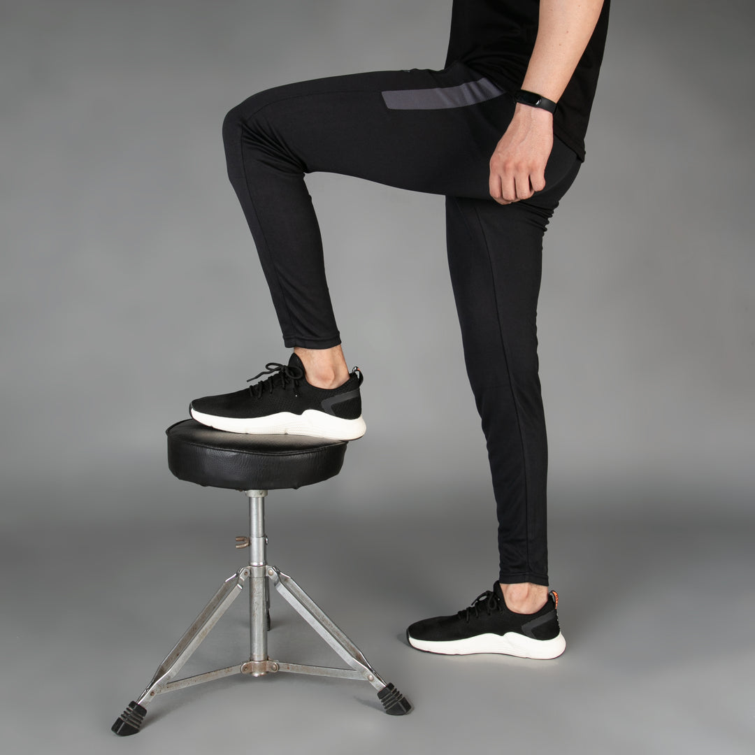 Black with Gray Panel Breathable Mesh Quick Dry Bottoms