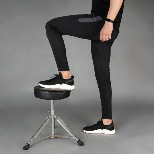 Black with Gray Panel Breathable Mesh Quick Dry Bottoms
