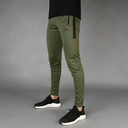 Olive with Black Panel Breathable Mesh Quick Dry Bottoms