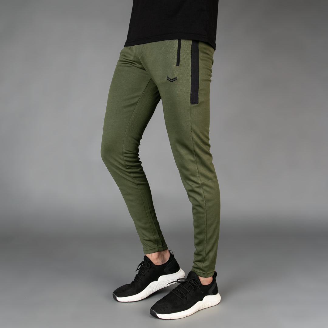 Olive with Black Panel Breathable Mesh Quick Dry Bottoms