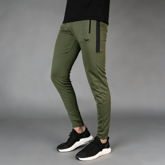 Olive with Black Panel Breathable Mesh Quick Dry Bottoms