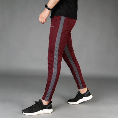Maroon Quick Dry Bottoms with Dual Gray Mesh Panels