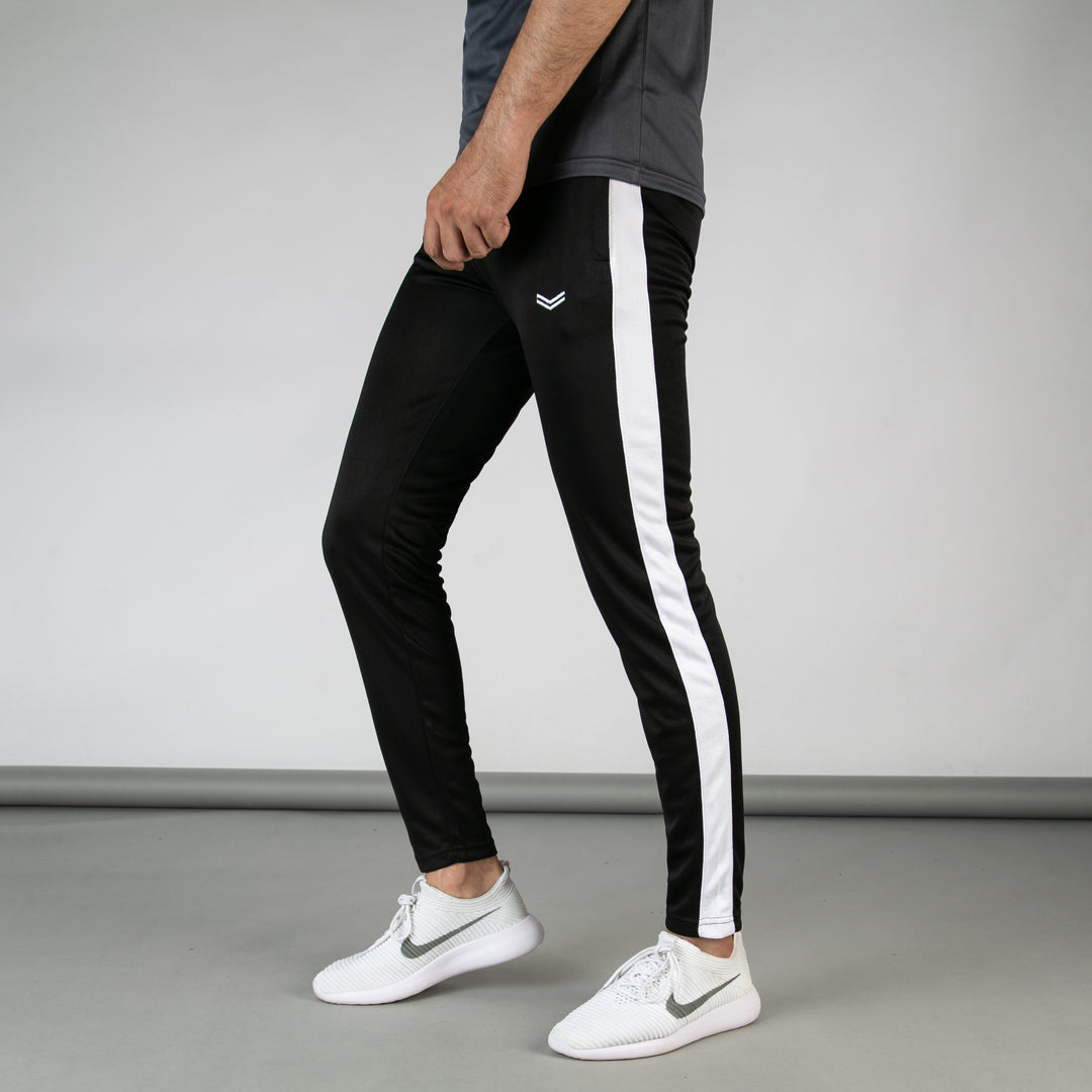 Black Quick Dry Hybrid Bottoms with White Mesh Panels