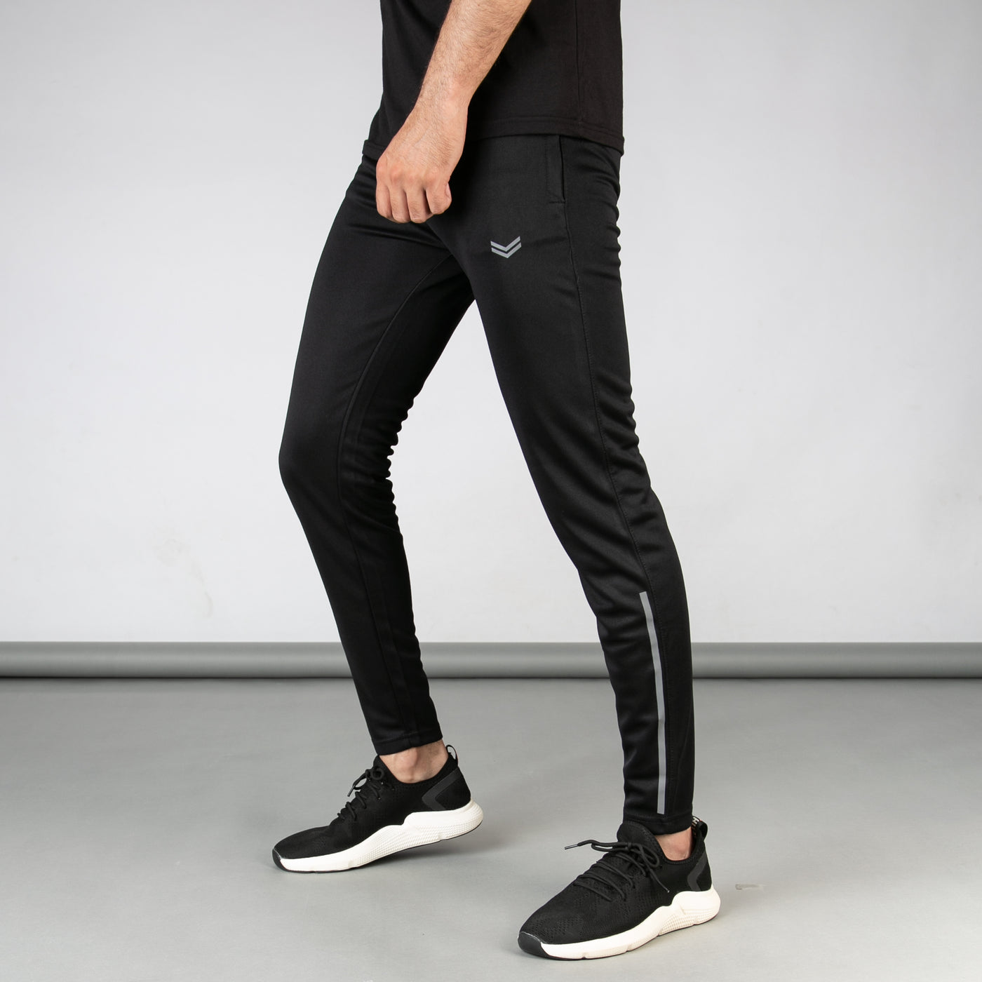 Black Quick Dry Bottoms with Thin Reflective Stripes