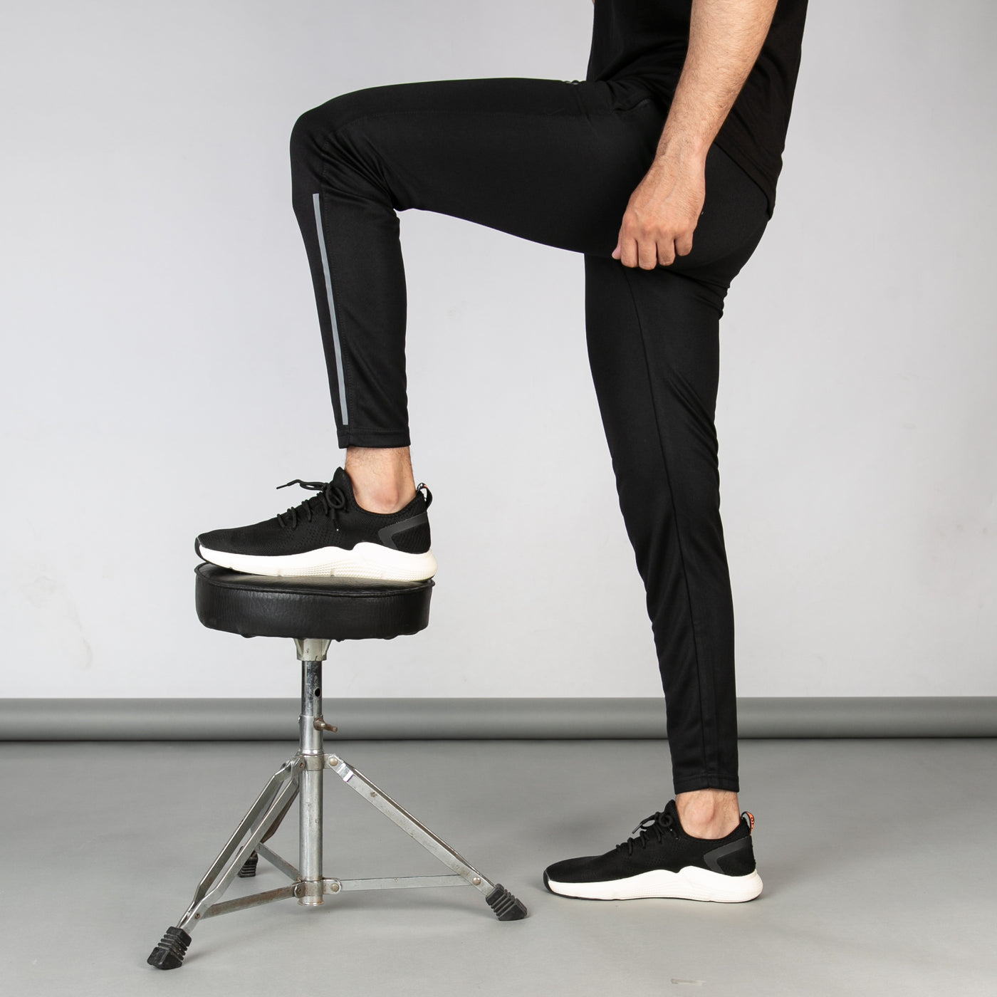Black Quick Dry Bottoms with Thin Reflective Stripes
