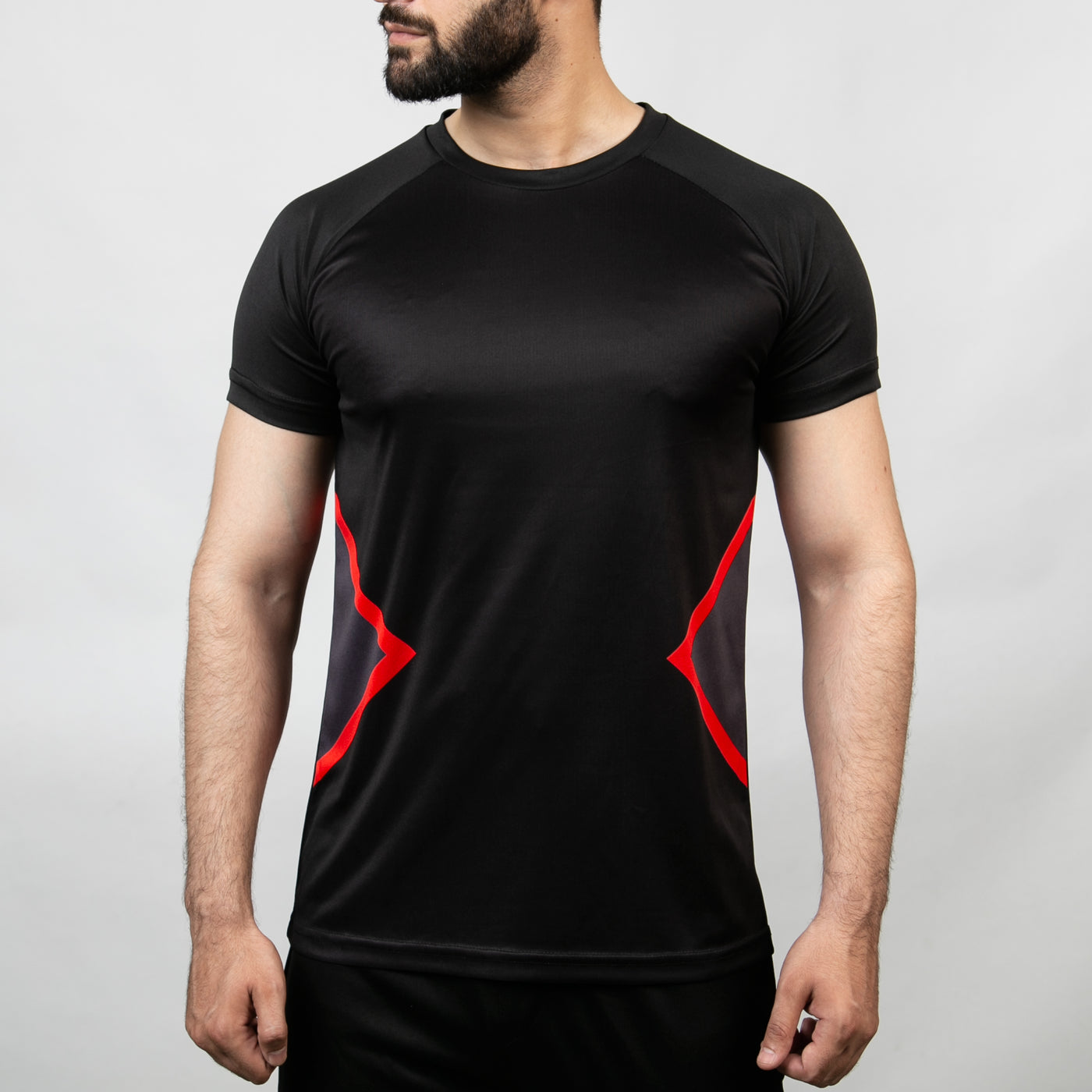 Black Tron Series Quick Dry T-Shirt with Red Details