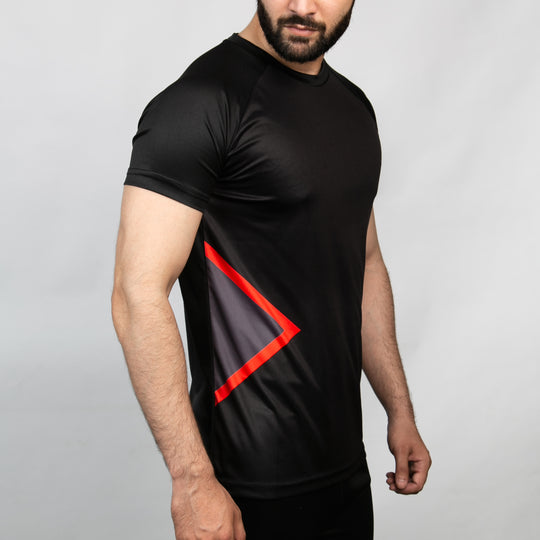 Black Tron Series Quick Dry T-Shirt with Red Details