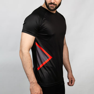 Black Tron Series Quick Dry T-Shirt with Red Details