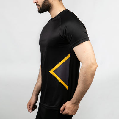 Black Tron Series Quick Dry T-Shirt with Yellow Details