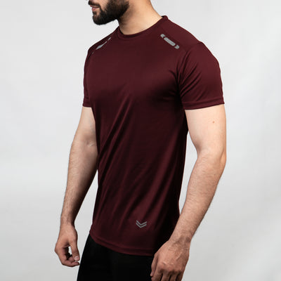 Maroon Quick Dry T-Shirt with Front Reflectors