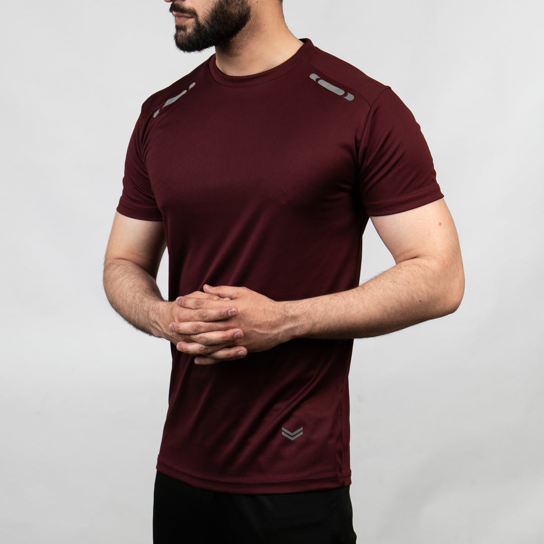 Maroon Quick Dry T-Shirt with Front Reflectors