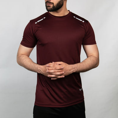 Maroon Quick Dry T-Shirt with Front Reflectors