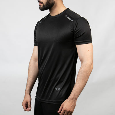Black Quick Dry T-Shirt with Front Reflectors