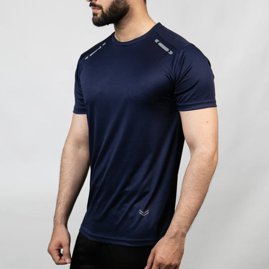 Navy Quick Dry T-Shirt with Front Reflectors