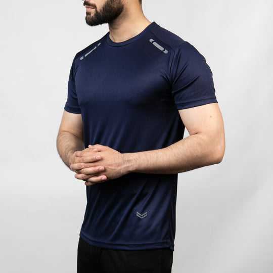 Navy Quick Dry T-Shirt with Front Reflectors