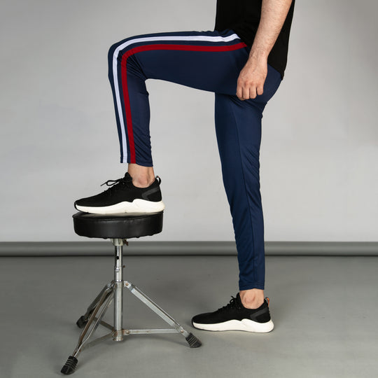 Navy Quick Dry Bottoms with White & Red Stripes