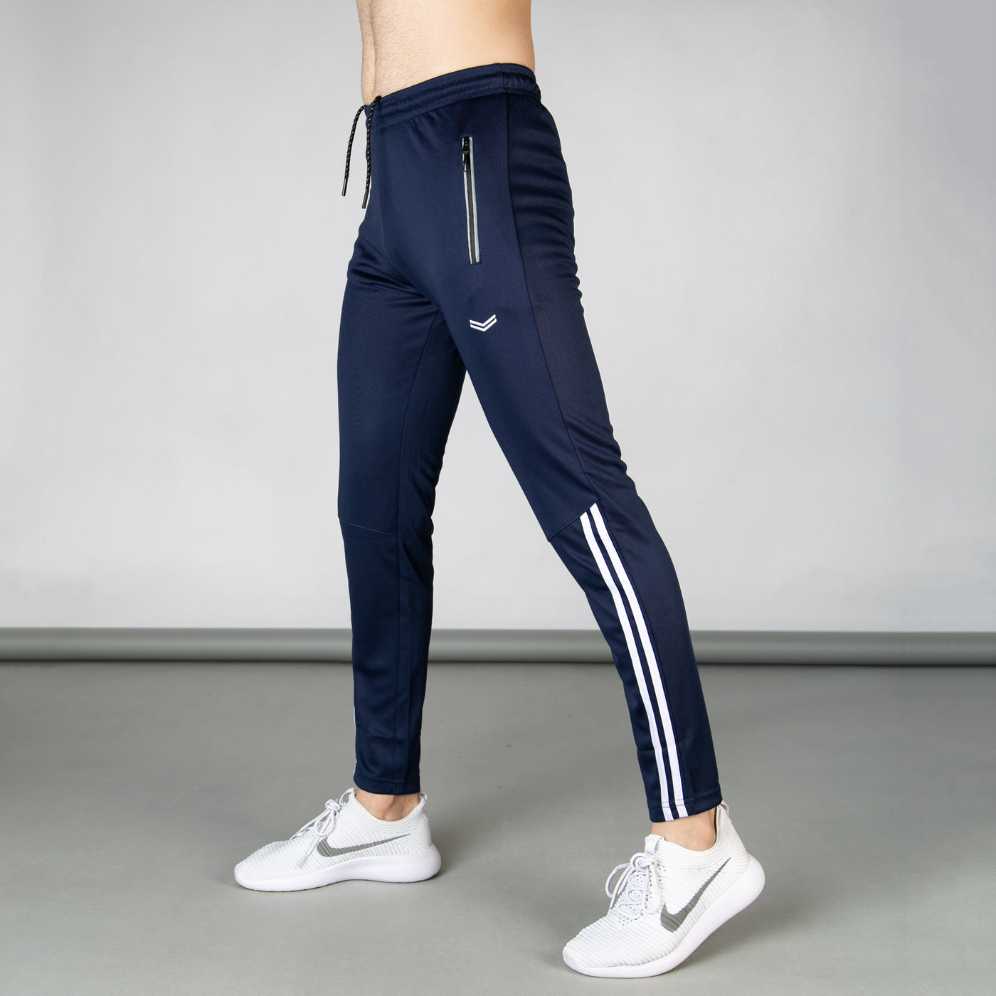 Navy Quick Dry Bottoms with Two Bottom Stripes & Reflective Zips