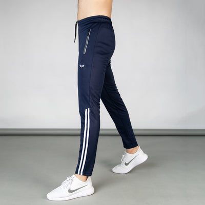 Navy Quick Dry Bottoms with Two Bottom Stripes & Reflective Zips