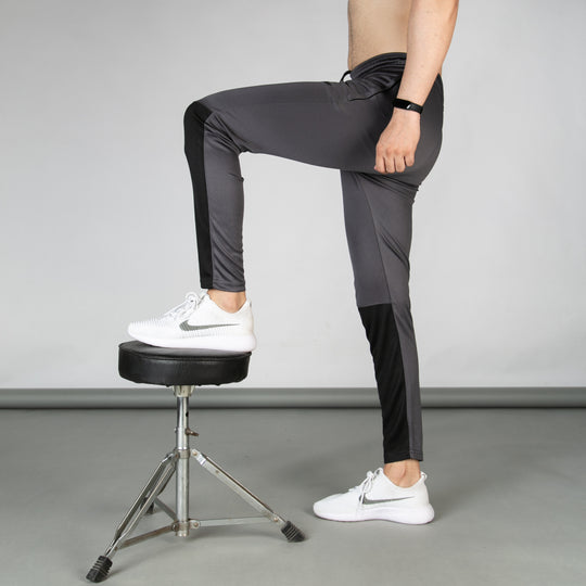 Gray Hybrid Bottoms with Black Ventilated Shin Mesh Panels