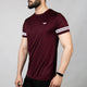 Premium Maroon Quick Dry T-Shirt with White Dual Arm Stripes