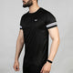 Premium Black Quick Dry T-Shirt with White Dual Arm Stripes
