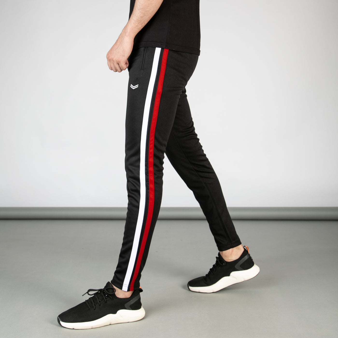 Black Quick Dry Bottoms with White & Red Stripes