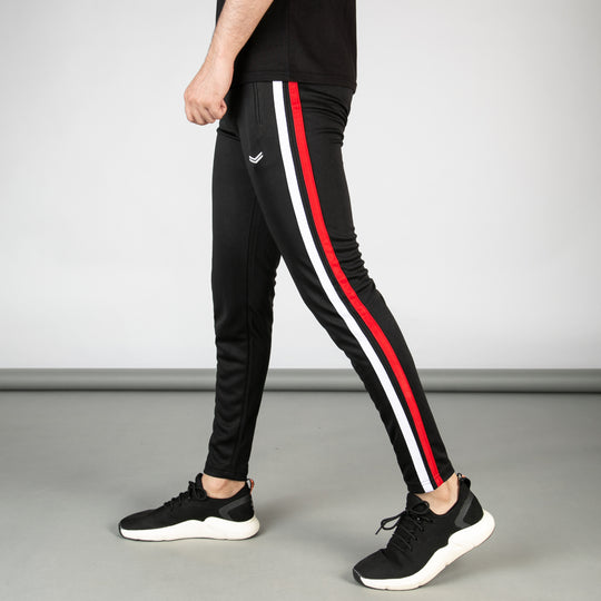 Black Quick Dry Bottoms with White & Red Stripes