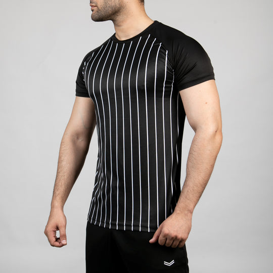 Black Quick Dry T-Shirt Striper